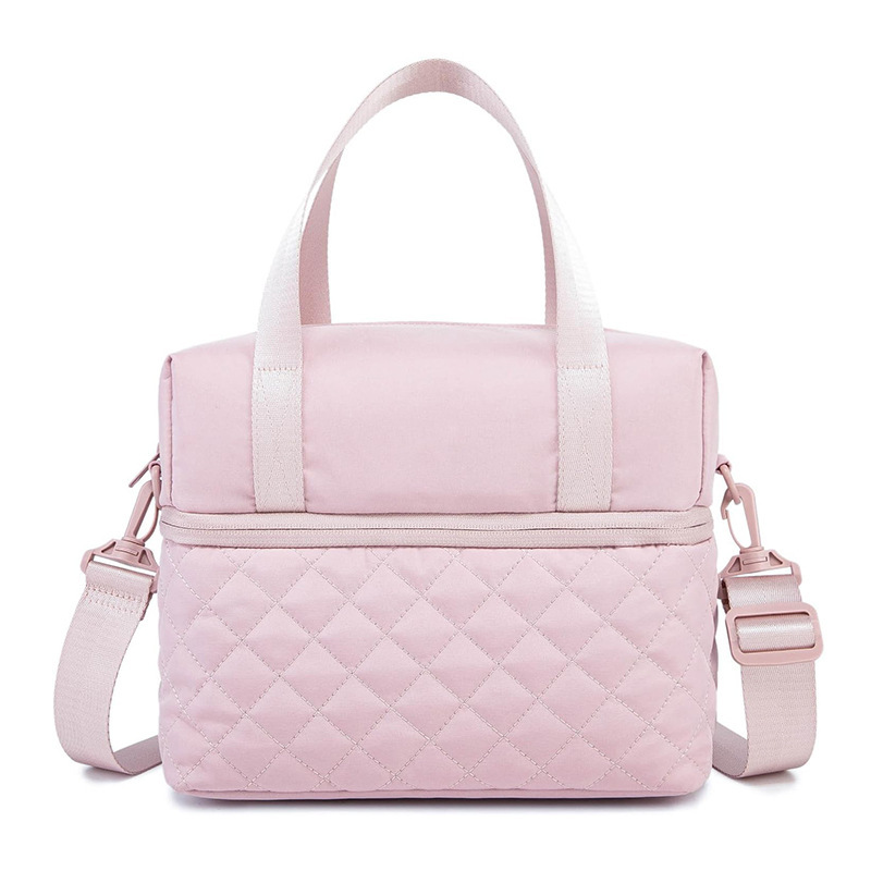 Amazon nuevo tipo de bolsa de almuerzo para damas portátil bolsa de almuerzo a prueba de fugas bolsa de refrigeración de nylon aislante medio