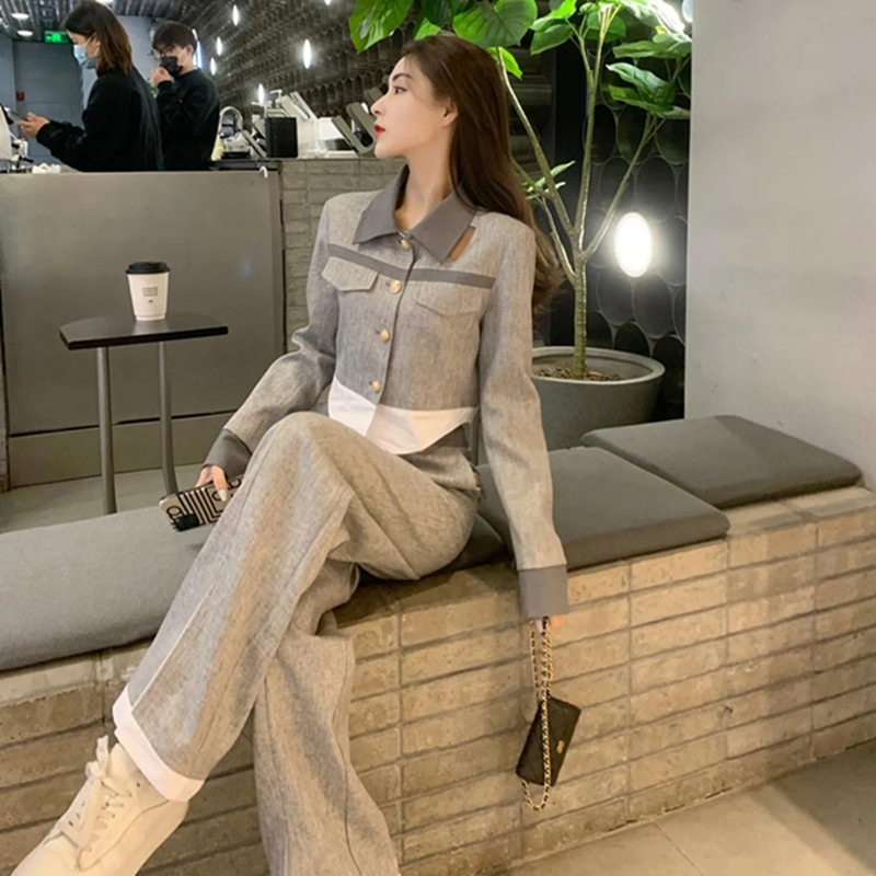 小香风时尚套装女春秋季新款炸街高级感显瘦减龄休闲阔腿裤两件套|undefined