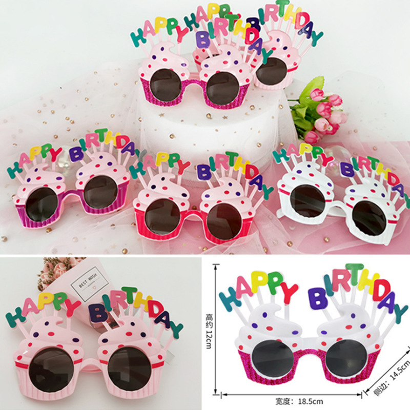 Birthday Glasses Plastic Creative Children's Happy Party Photo Props Decoration Cake Decoration Wholesale