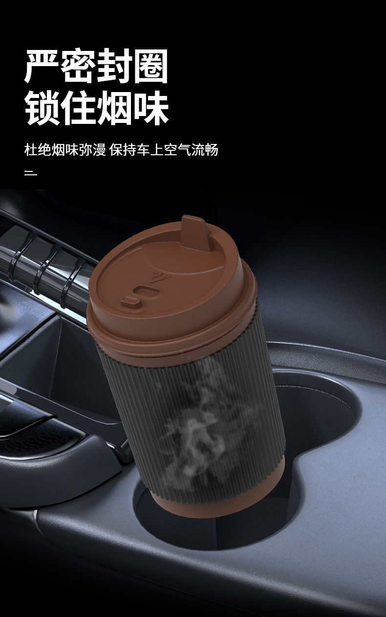 New Car Ashtray with Stainless Steel Liner Inside the Car, Anti-Fly Ash, High-End Led Light with Cover, Car Ashtray