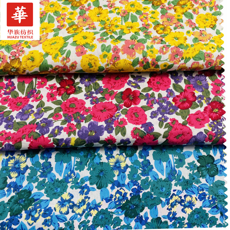 全棉印花布 艳丽色彩 田园风女装童装衬衫连衣裙童装布料现货批发