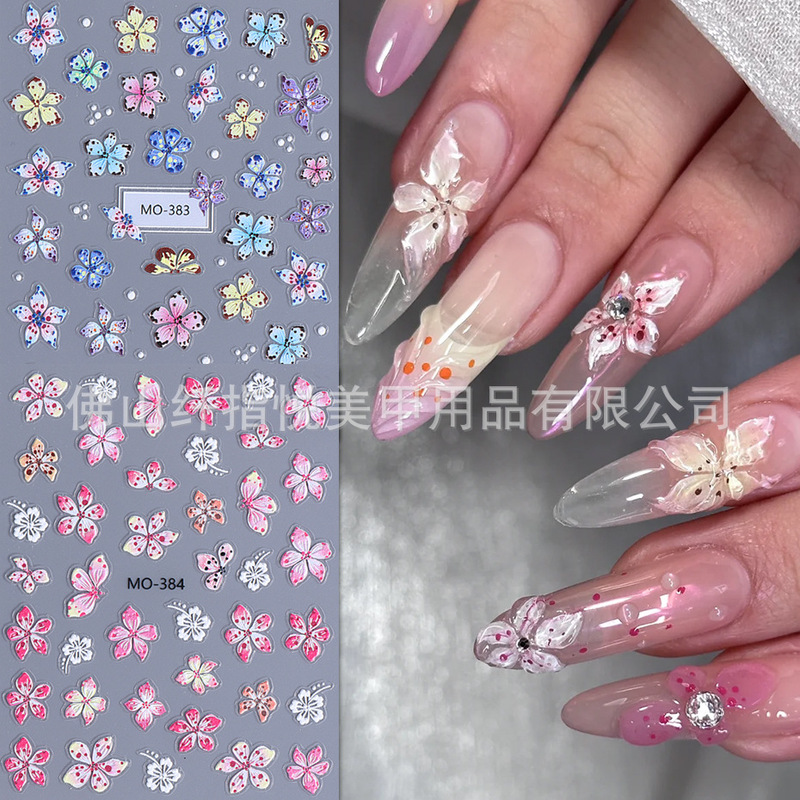 Spelling Evening Hot Nail Art Stickers Wholesale ins Little Red Book Explosions Hawaiian Lilies Adhesive Nail Decals