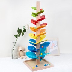 木のins虹の積み木の軌道のボールの音楽の木の葉の組み合わせのアイデアの置物の子供の色の認知のおもちゃ