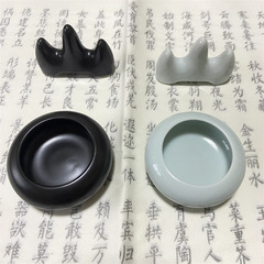 景德鎮陶瓷筆碗筆山 文房四寶配件裝水裝墨筆山擱筆放筆2件套配件