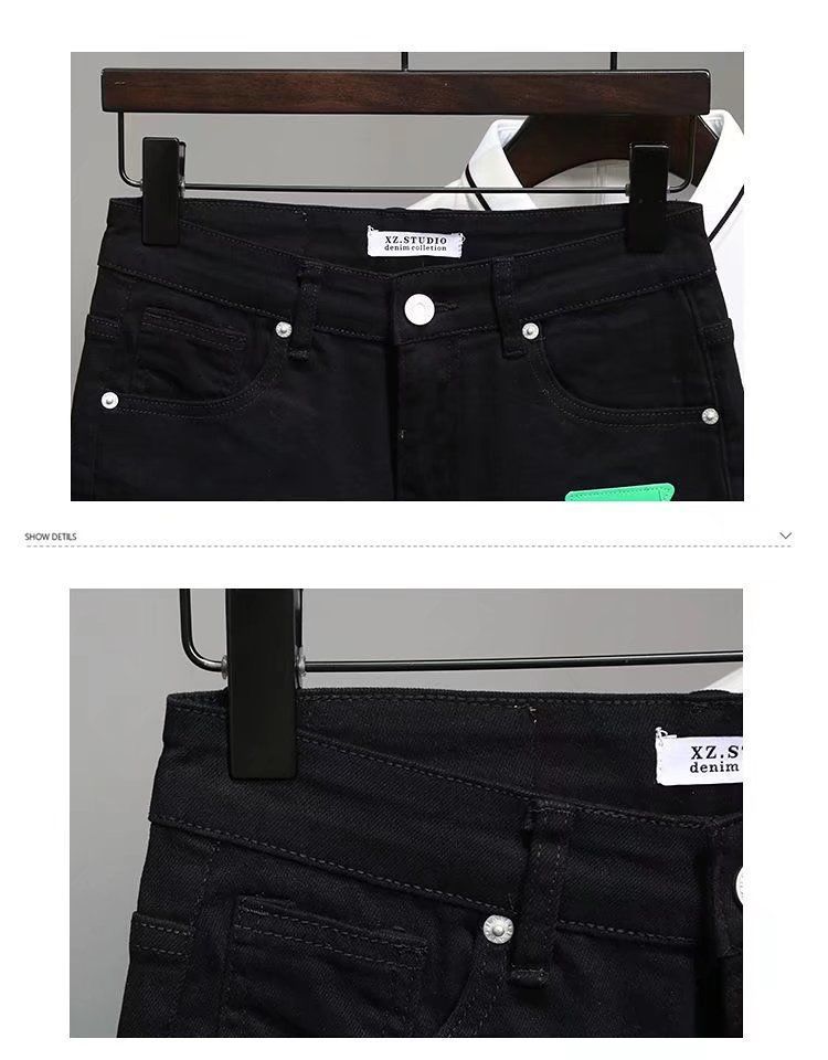 Summer Denim Shorts For Men Trendy High End Retro Casual Distressed Wash Slim Fit Five Point_mkmklike.com