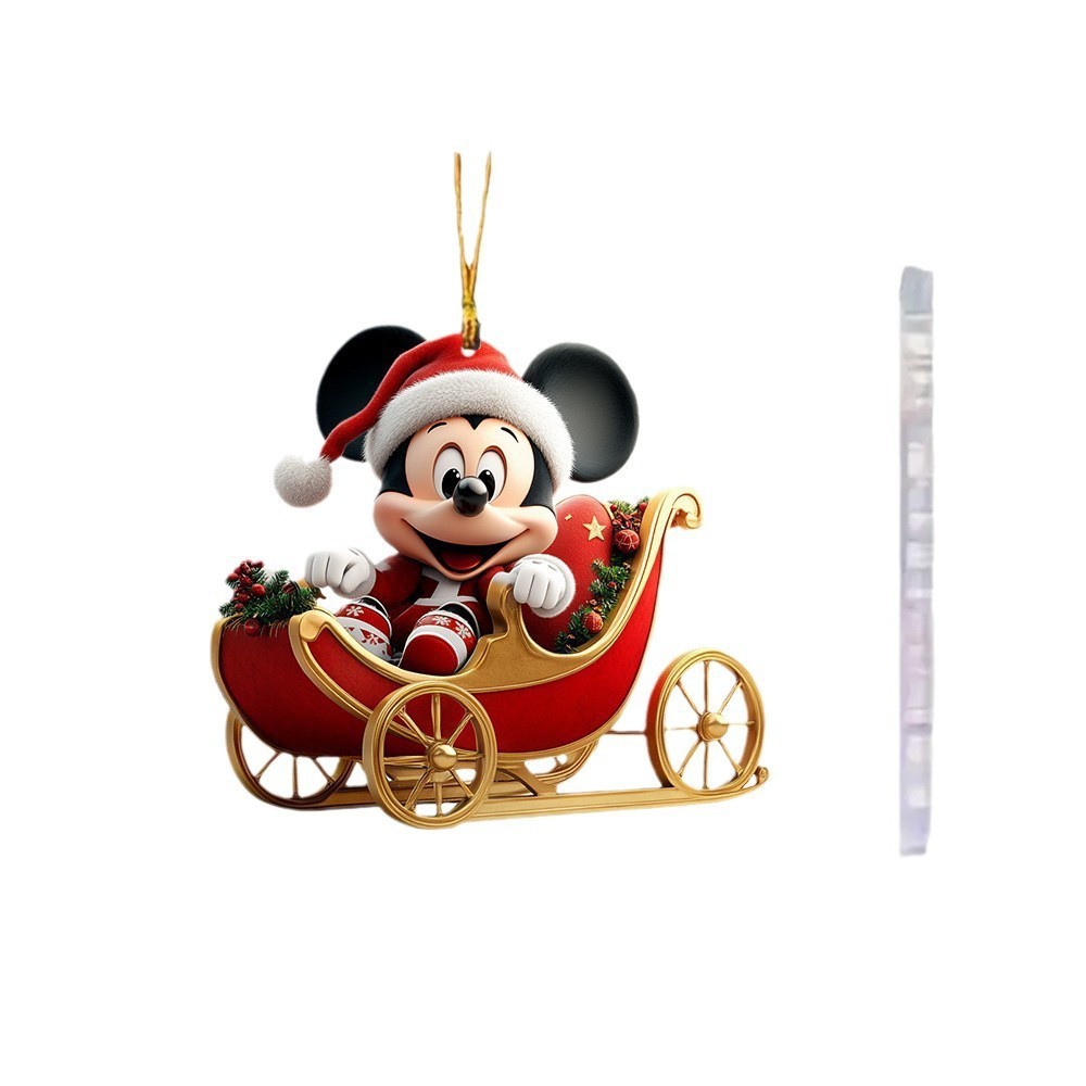 Nuevo cross-border acrílico de dibujos animados plano árbol de Navidad regalos colgantes colgantes de espejo retrovisor image 3