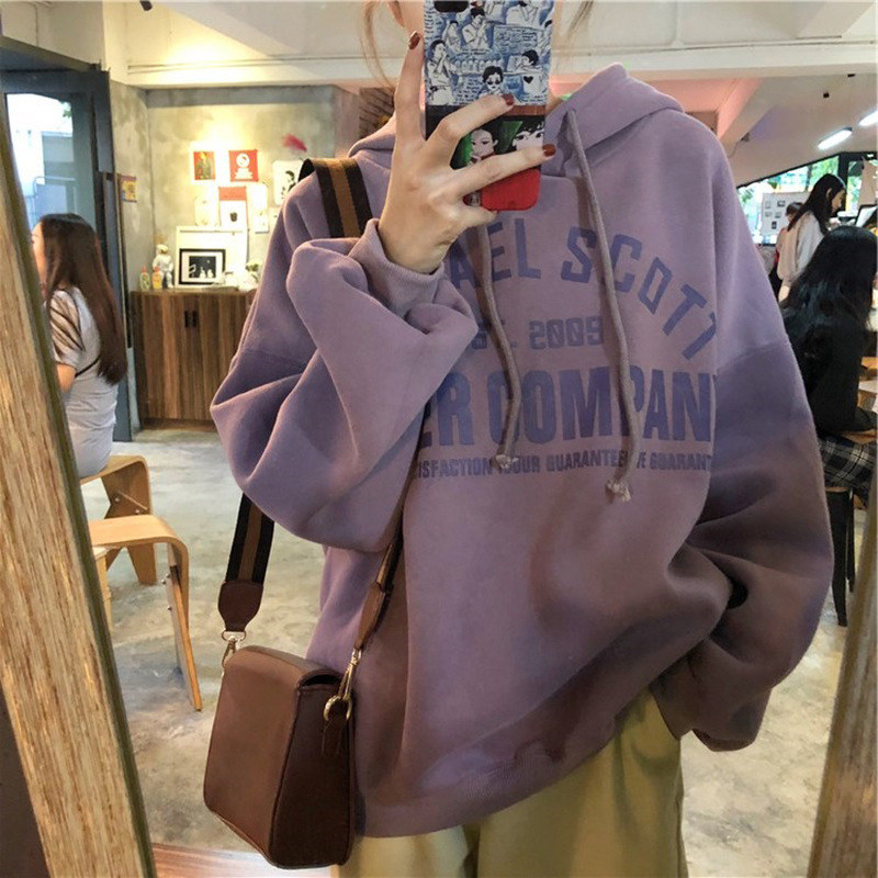 Suéter con capucha grueso forrado de vellón para mujer 2023 suelta estilo coreano nuevo top de estudiante para mujer entrega de una pieza para mujer