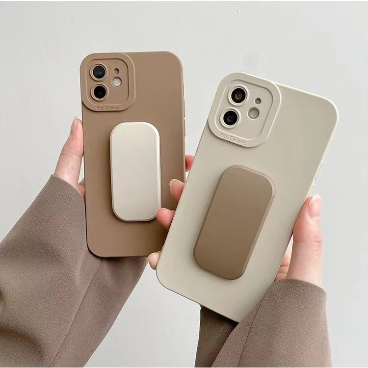 Ins Simple and Stylish Phone Case Suitable for Apple 17, Solid Color iPhone 85% off with Stand, 16Promax Protective Case 12