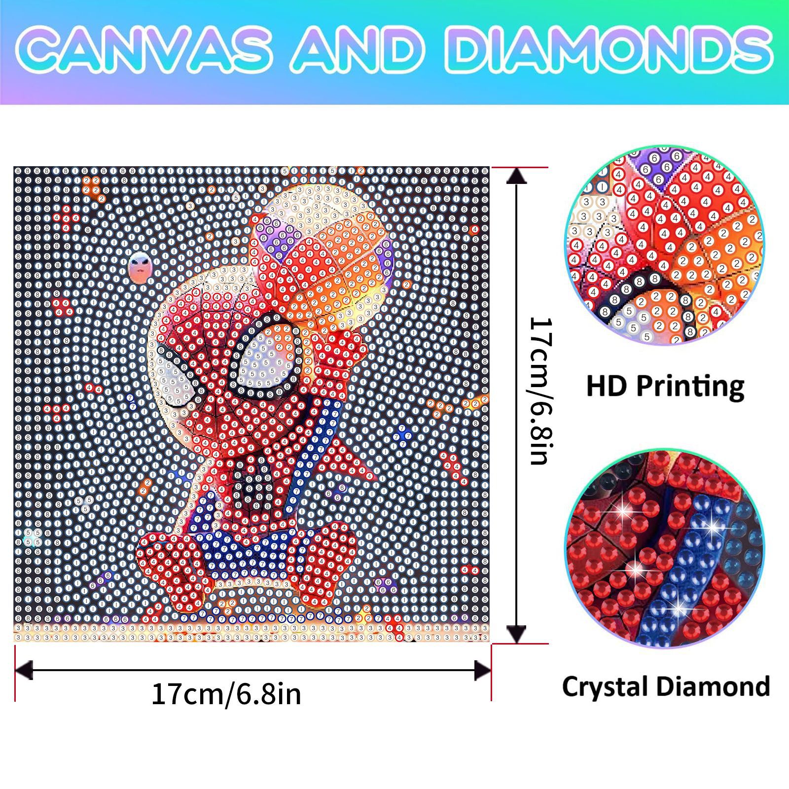Marvel Spider-Man Diamond Painting con marco de dibujos animados Diamante diy Material de pegado hecho a mano para niños Juguete educativo Regalo image 7