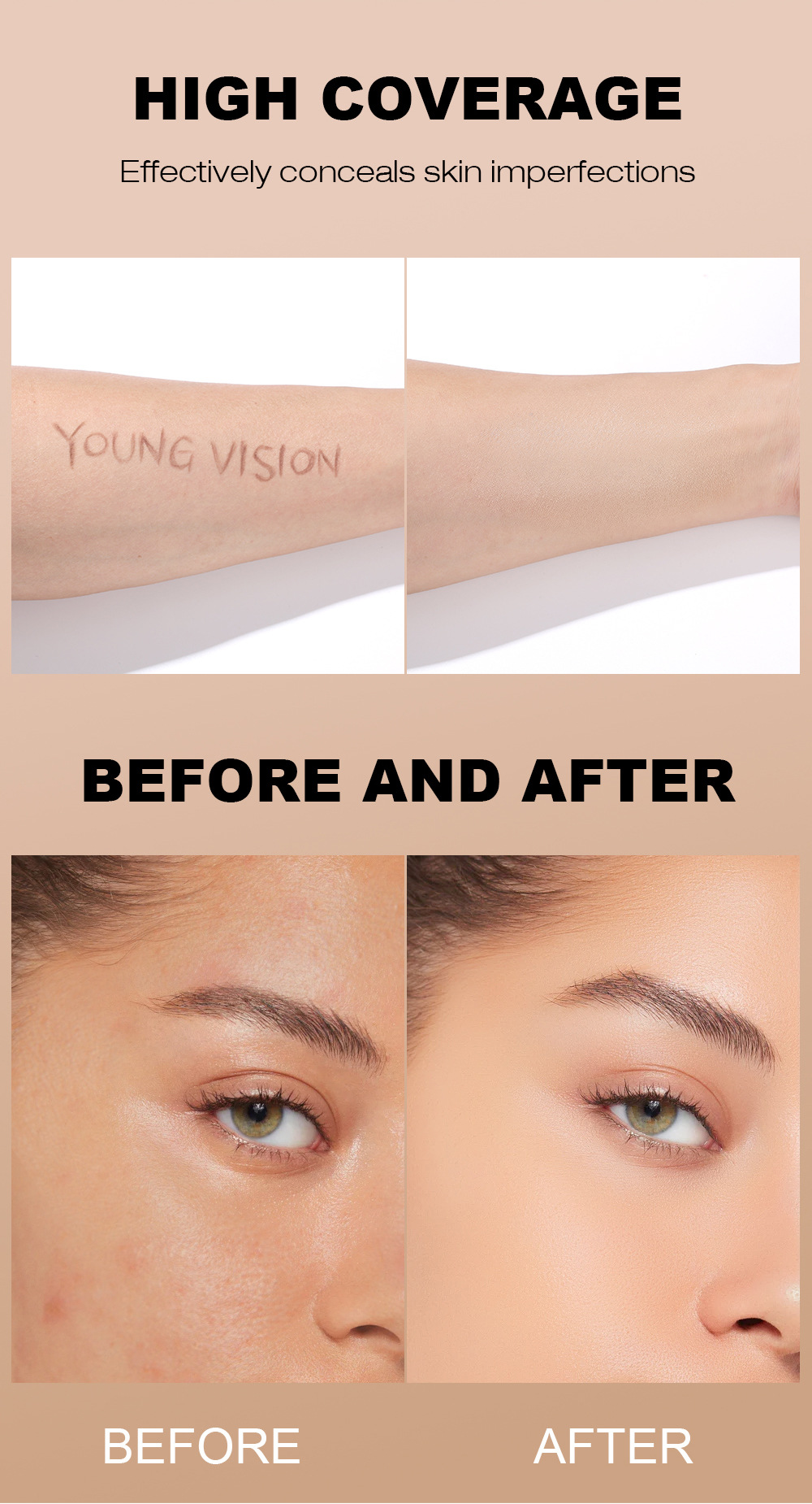 YOUNG VISION Press Foundation Matte, non-smudge, contouring and facial modifying Foundation undefined