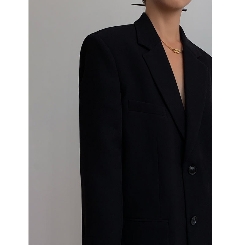 Title 5, Chaqueta Negra Holgada Retro Casual para Mujer ...