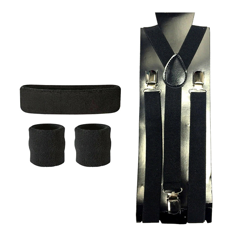 Negro misterioso protector de la cabeza del grano de la muñeca correa de la cadena de cinco piezas ropa de fiesta