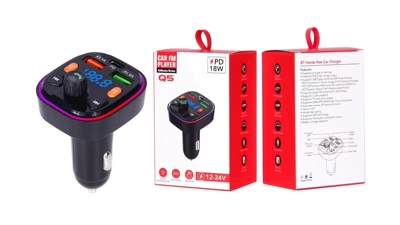 Car USB Charger Fm Transmitter Car Bluetooth Mp3 Cigarette Lighter Type Pd Charger Ambient Light Q7 (Car mp3) - q5