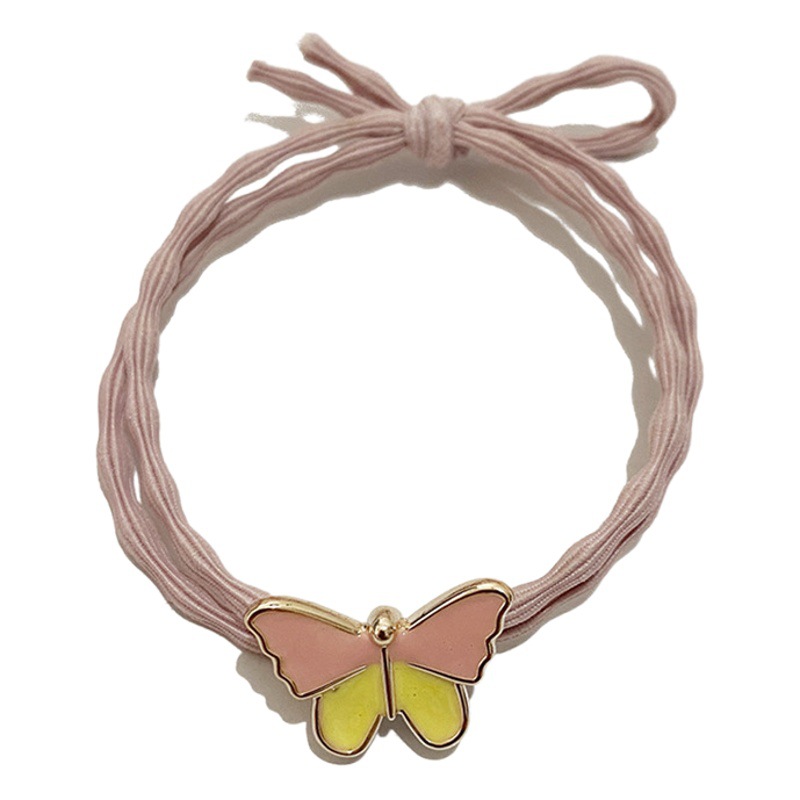 A juego de colores aceite goteo mariposa banda para el cabello estilo coreano banda para el cabello fresco de las mujeres simples todos los partidos corbata de pelo pequeña banda de goma accesorios para el cabello al por mayor