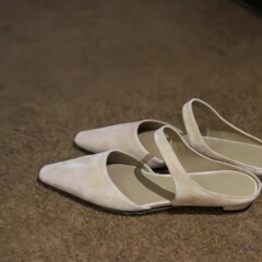 牛皮版~法式一字帶真皮穆勒半拖鞋女夏天外穿包頭平底涼拖鞋半托