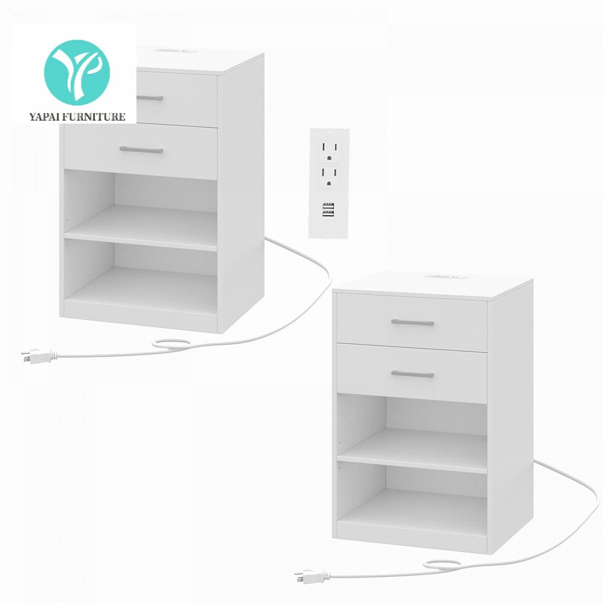 Панельная мебель Amazon для трансграничных поставок: прикроватная тумбочка для спальни с USB-интерфейсом, простая оптовая продажа от производителя.