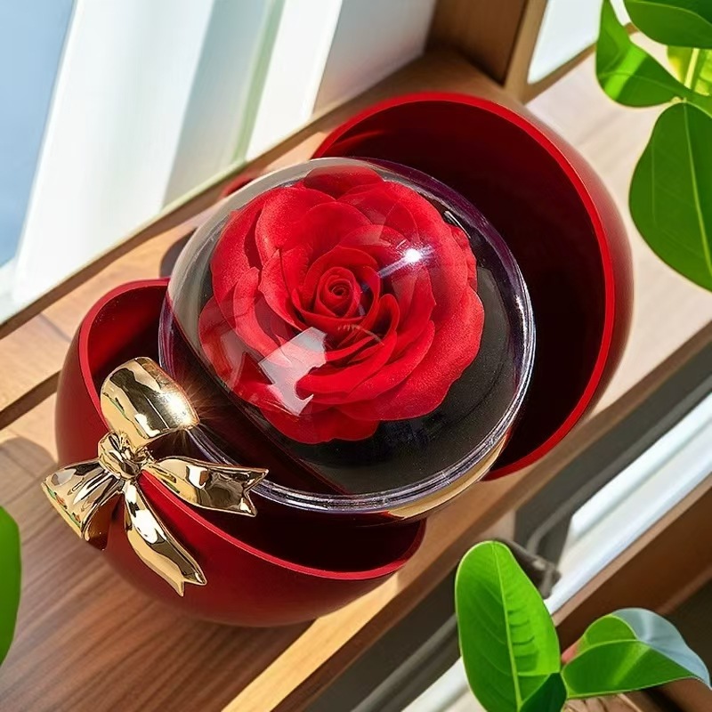 Spherical wedding ring with bow for St. Valentine's Day