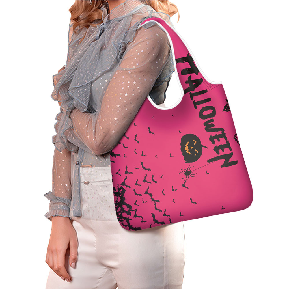 蝙蝠英文字母南瓜蜘蛛网印花Halloween 新品动漫创意购物袋可代发