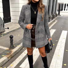 2025秋冬新品速卖通爆单色织毛呢女大衣亚马逊收腰加厚双排扣外套