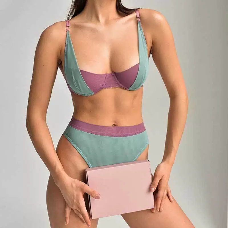 Бутик удобный дышащий чистый Сращивание сексуальный бюстгальтер нижнее белье из 2 предметов сексуальное нижнее белье женский костюм тонкий