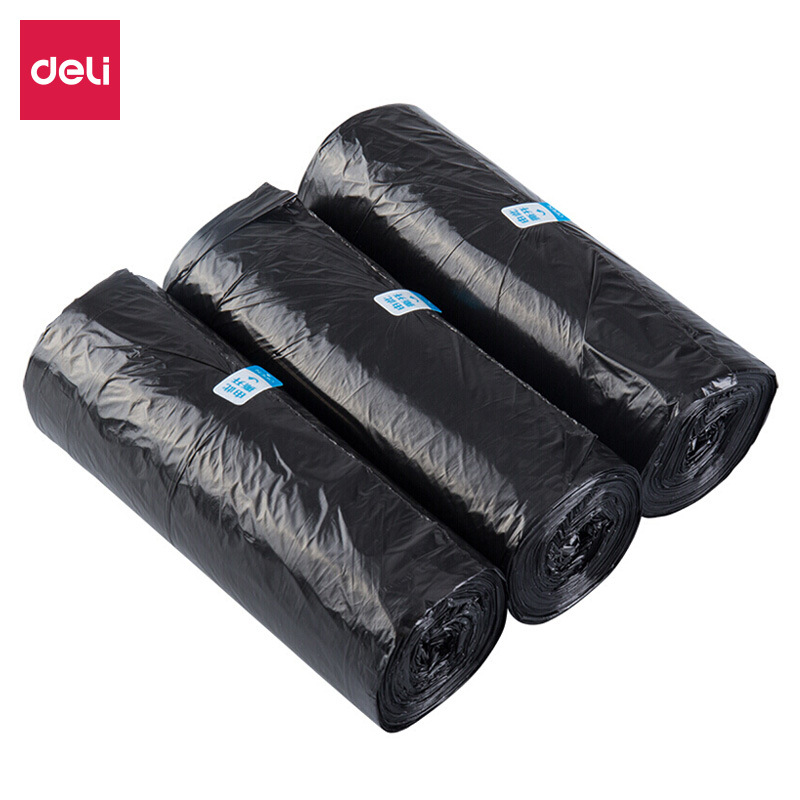 Deli 9587 negro engrosada bolsa de basura plana 45*50CM bolsa de basura con buena dureza 90 piezas
