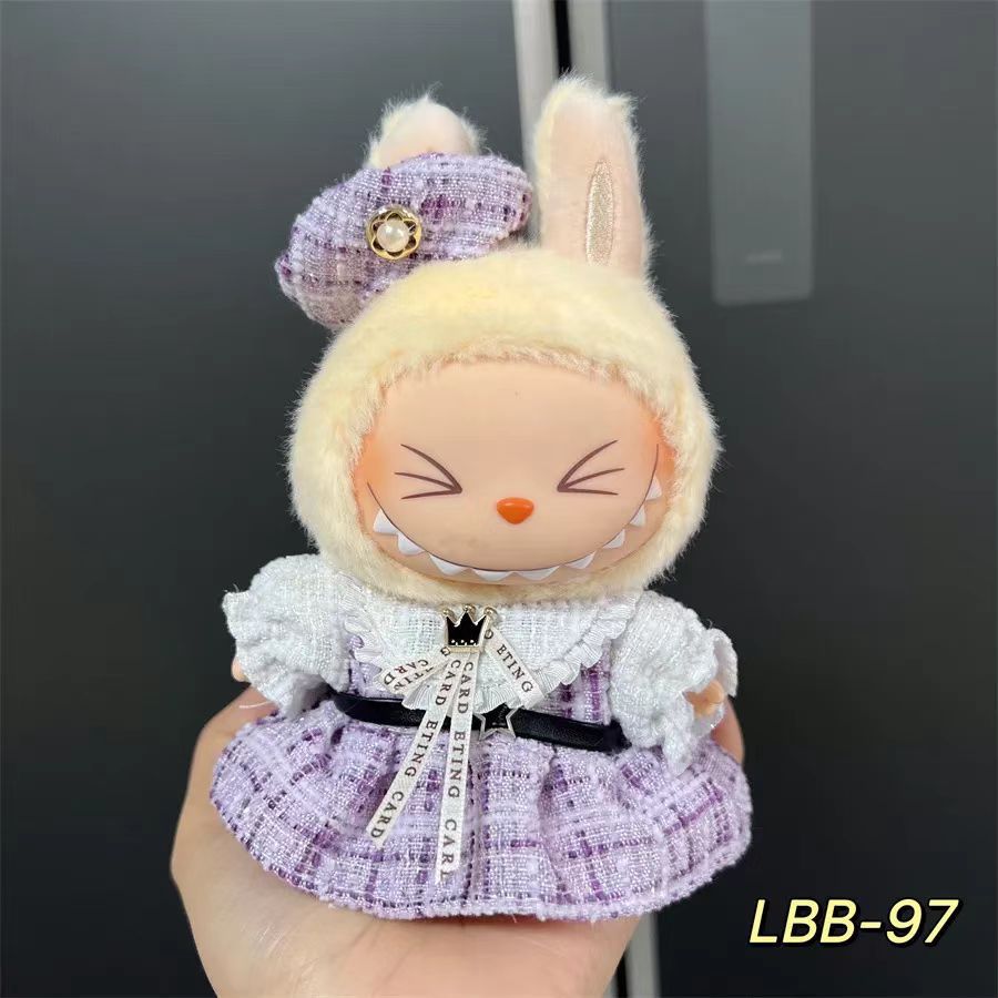 17 cm LABUBU una y dos generaciones de muñecas de polilla universal caja ciega fiesta pequeña falda de viento serie de accesorios de ropa de bebé