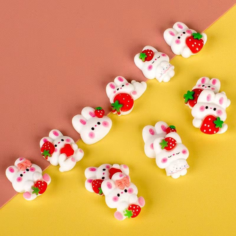 New Cute Super Cute Strawberry Rabbit Cartoon Doll Resin Jewelry Accessories DIY Hairpin Hair Accessories Mobile Phone Shell Patch New Cute Super Cute Strawberry Rabbit Cartoon Doll Resin Jewelry Accessories DIY Hairpin Hair Accessories Mobile Phone Shell Patch