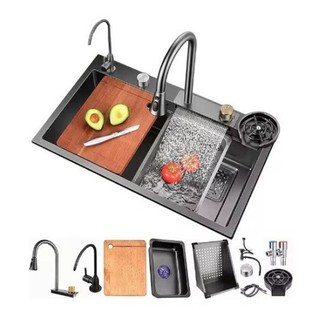Whale Flying Rain Large Single Slot Suction Faucet suit Stainless Steel Nano Sink