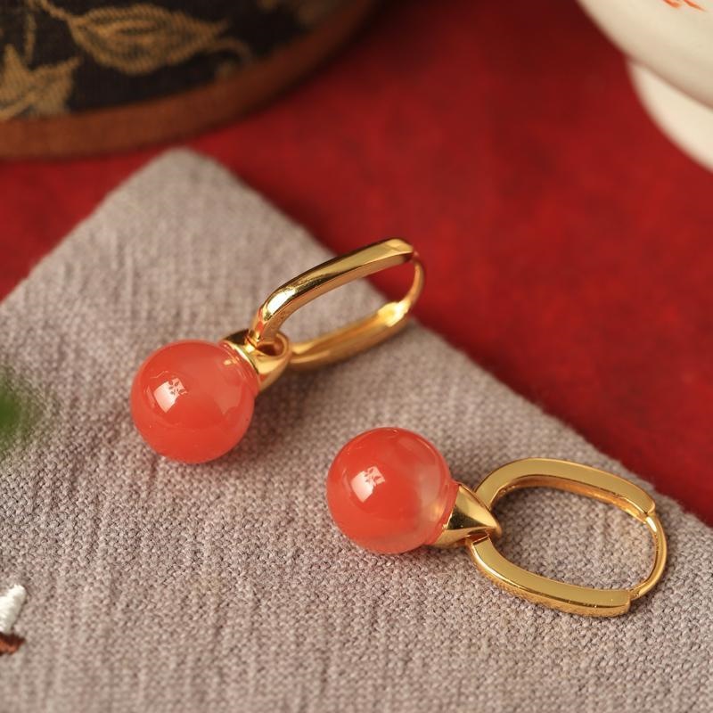 Red agate earrings for women, perfect for the Year of the Snake, a festive gift for the new year.