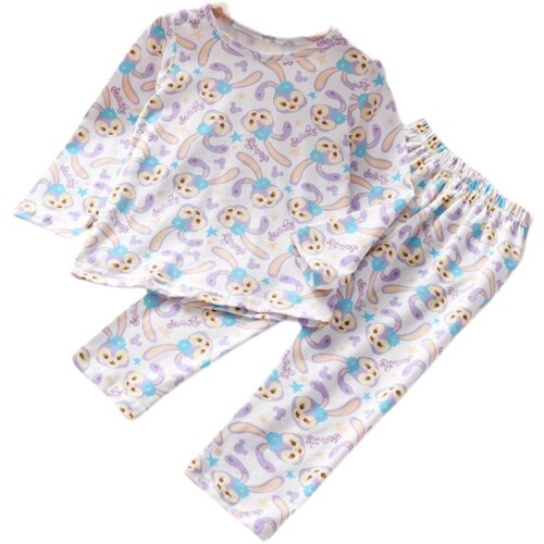 Children's and girls' autumn clothing sets, cotton pajamas, bottoming shirts, baby girls' cartoon printed pullover home clothes to keep warm in spring and autumn.