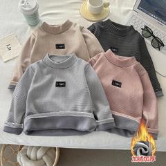 秋冬の底とベルベットの上着の縞模様の古典的な子供の底のシャツの長袖のtシャツの男の子の女の子の保温服の卸売り