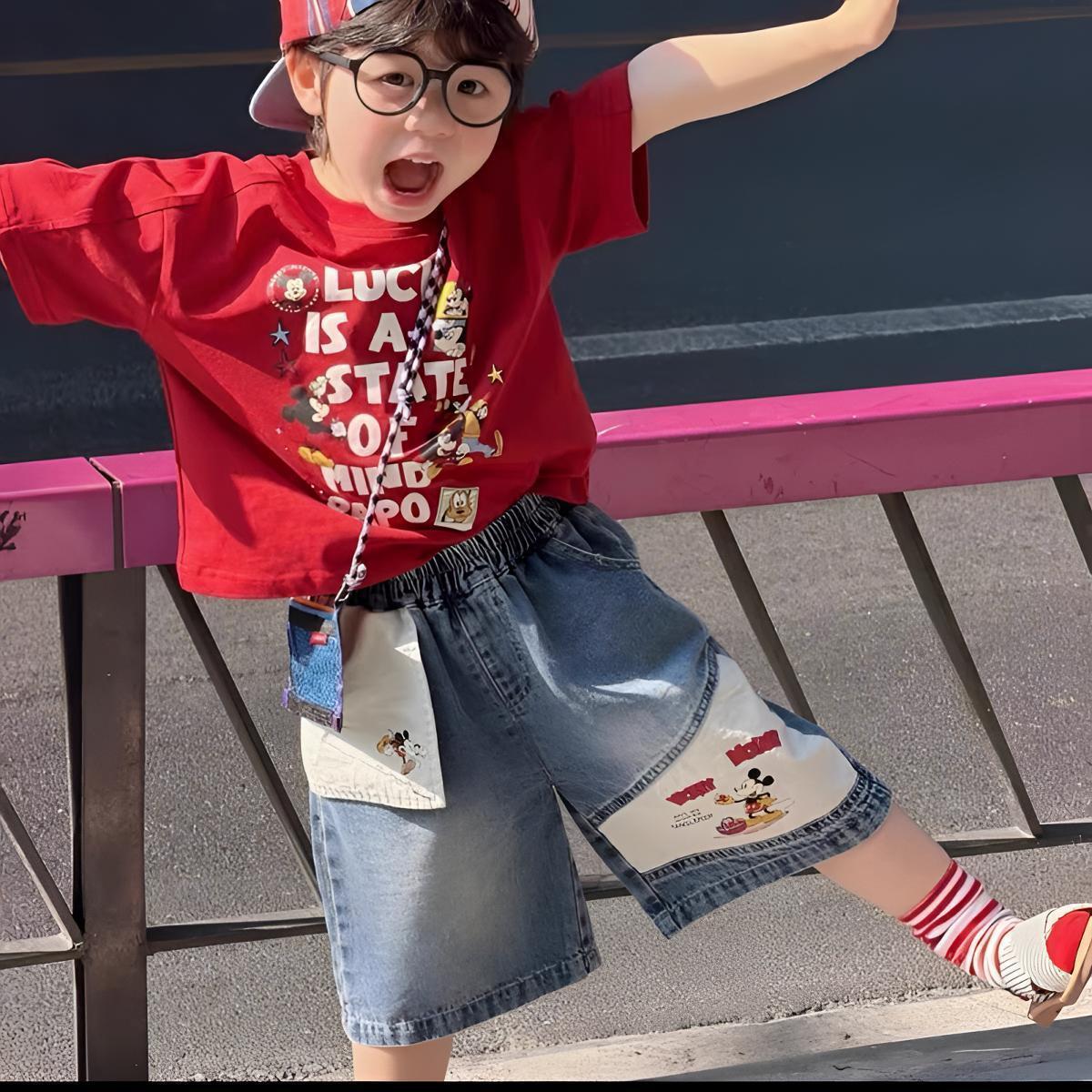 Children's Suit Boys Summer Clothes 2026 New Style Cool Boy Short-Sleeved T-Shirt Two-Piece Set Baby Summer Clothes 7