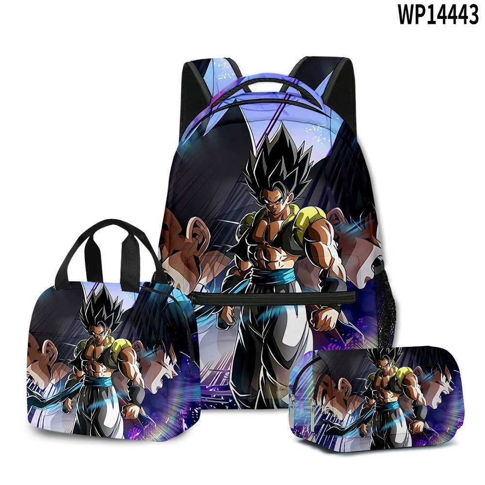 3D transfronterizo nueva animación Goku siete Dragon Ball Super bolsas escolares bolsas de almuerzo bolsas de lápiz tres piezas