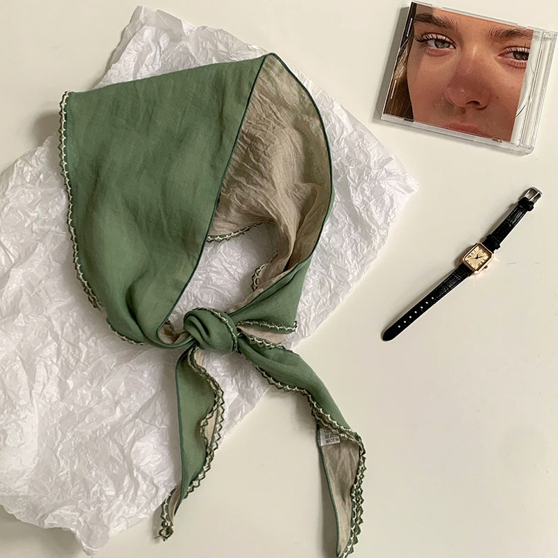 Bufanda de seda, sentido de la atmósfera coreana, nueva bufanda en forma de diamante, bufanda para el cuello, bufanda étnica de moda, banda para el cabello, chal de todo fósforo