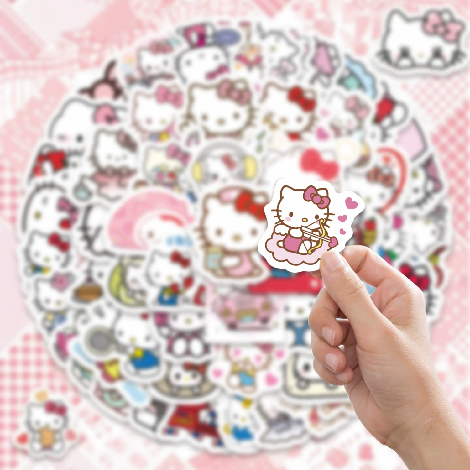 Набор наклеек (Hello Kitty) с милыми рисунками: телефон, скейтборд, гитара, 9×8 см