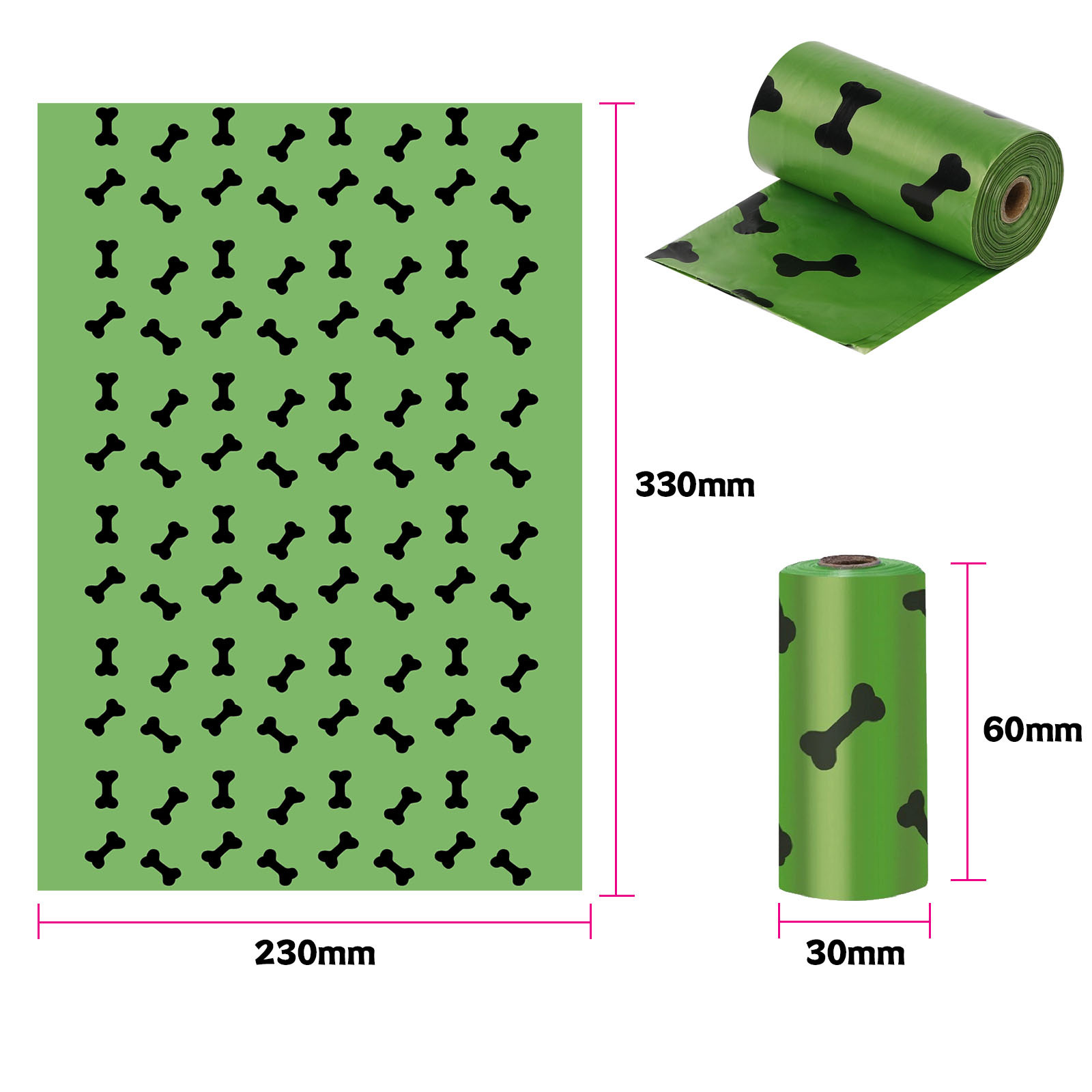 1.5 실크 생분해성 녹색 검정색 뼈