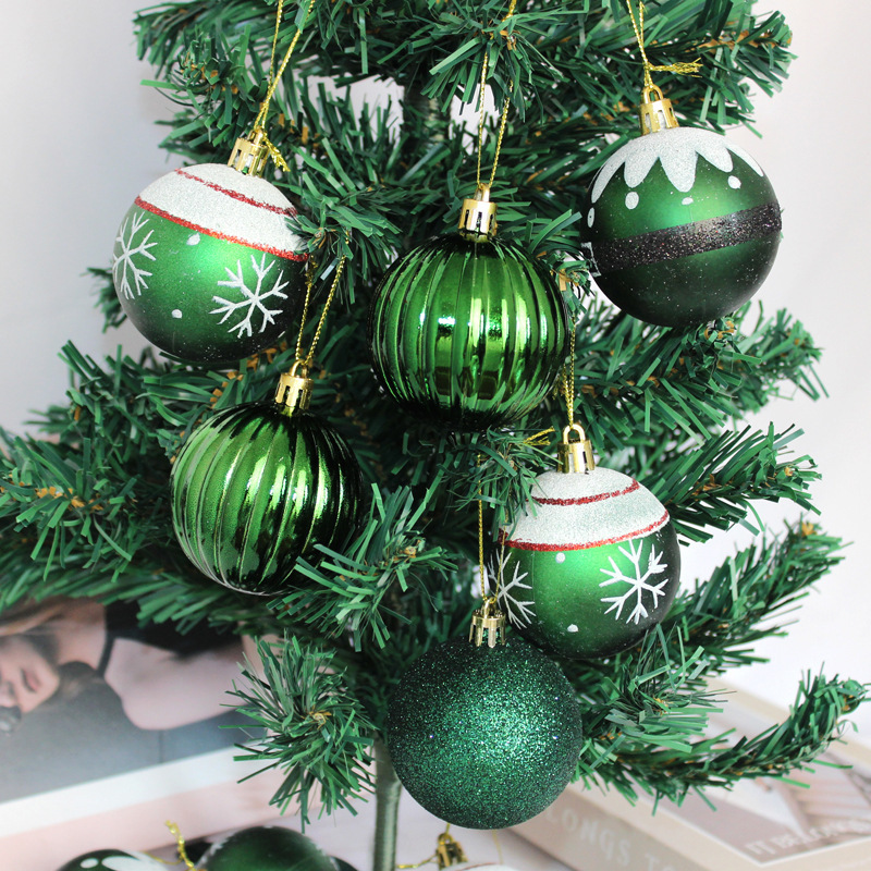 Bolas de Navidad transfronterizas 6cm18PCS set verde oscuro bolas de Navidad de plástico árbol de Navidad bolas de decoración para el hogar