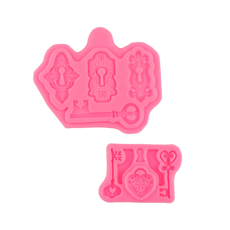 Retro en relieve clave silicona fondant DIY molde hecho a mano pastel de chocolate epoxi decoración Accesorios