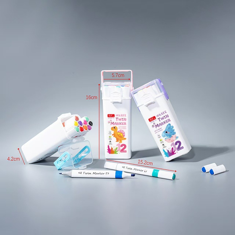 Children's Water-Based Double-Headed Marker Pen Set Primary School Students Art Painting Pen 24/36 Color Watercolor Pen Spot Wholesale