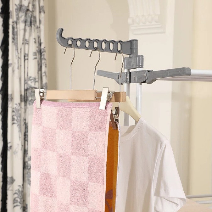 Rack de toallas con base plegable de doble columna rack de secado de ropa móvil interior y exterior rack de secado de ropa multifuncional de tres capas