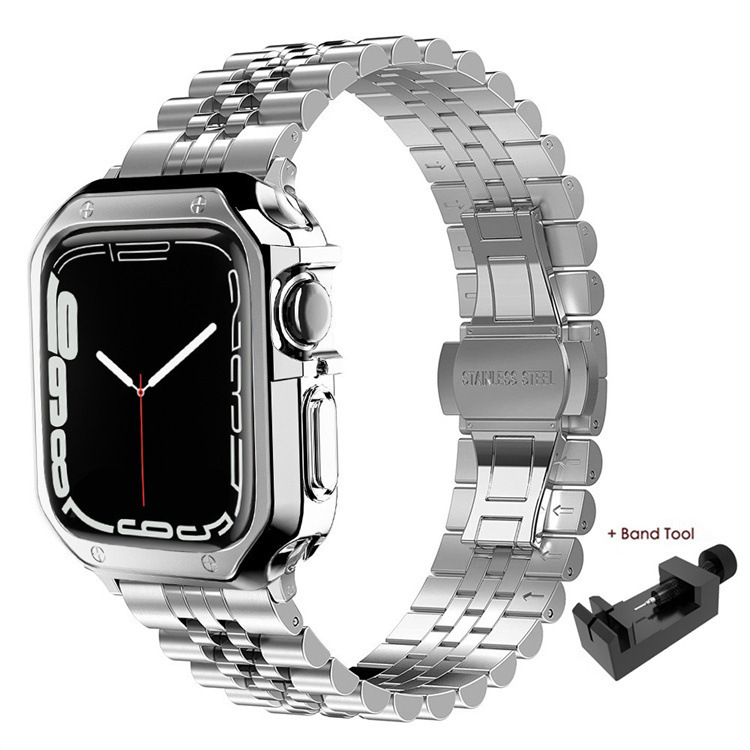 Suitable for Apple Watch 10 9 8 7 6 5 Se Apple Watch Five-Bead Tpu Electroplated Armor Case Set