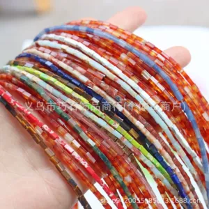 2*4mm Natural Stone Rectangular Loose Beads Agate Crystal Tiger Eye Small Square Spacer Beads DIY Jewelry Accessories Wholesale