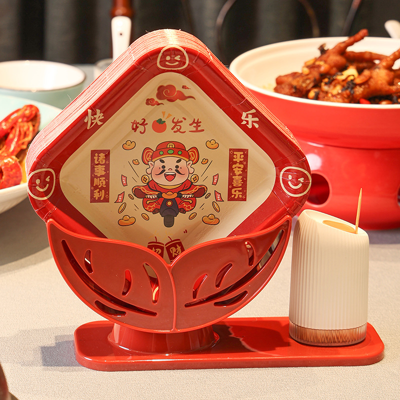 Plato desechable de hueso de 6 pulgadas de mesa de comedor casera, plato de papel de fiesta al por mayor, espesación desechable de hueso