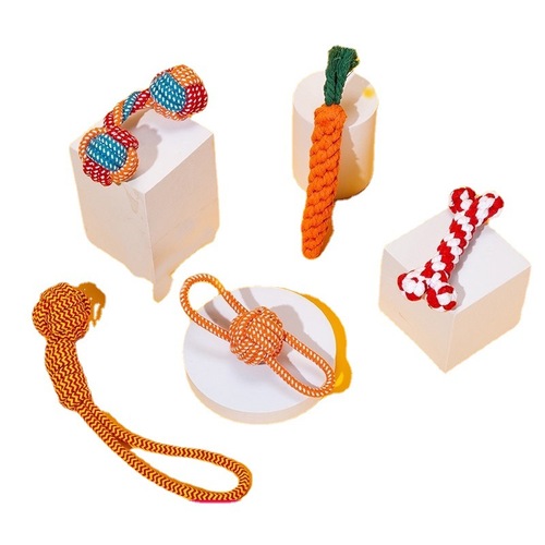 Dog toy dog ​​chewing rope molar rope knot ball cotton rope chewing sound toy large and small dog toys pet supplies