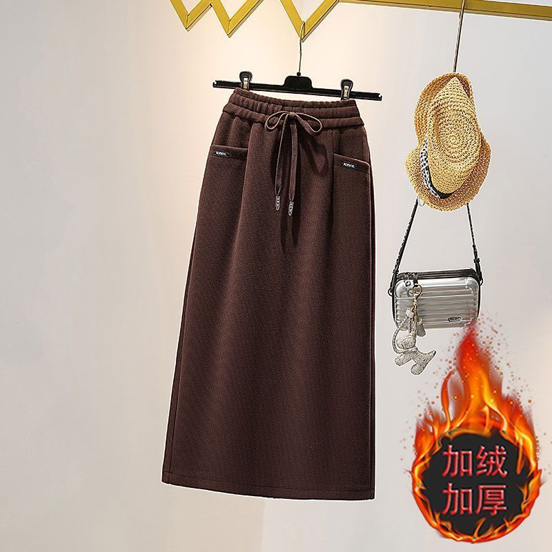 中长款加绒加厚半身裙冬裙女2025年新款秋冬半裙大码胖mm显瘦裙子|undefined