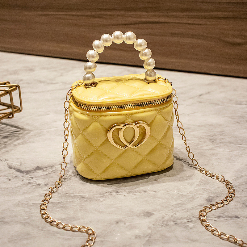 Moda mini bolso 2023 nuevo bolso de jalea de cubo de diamante doble bolso de amor decorado bolso de hombro de mujer