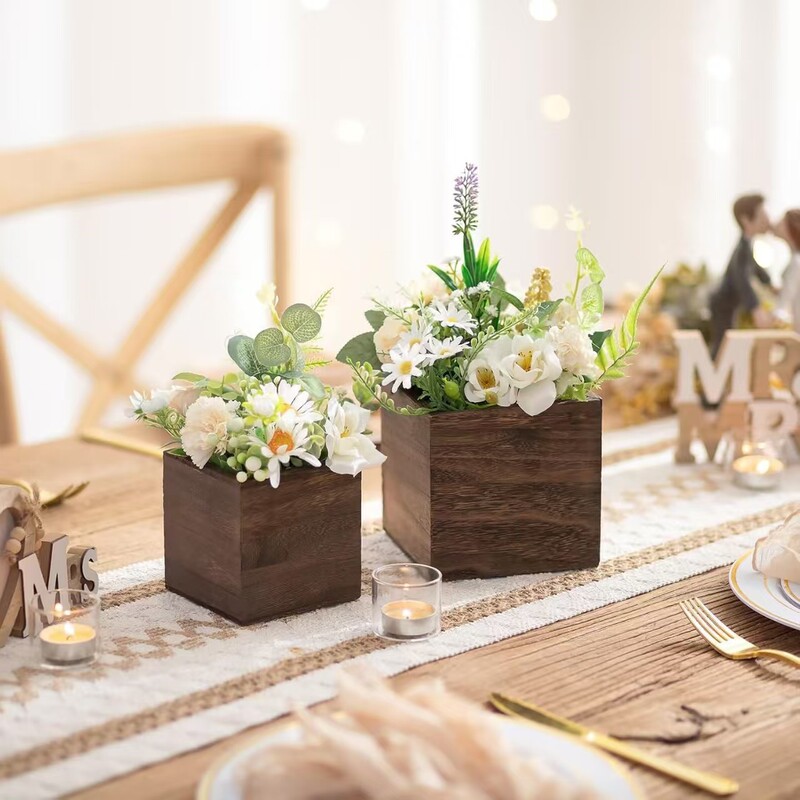 ダイニングテーブル木製装飾工芸品レストラン高級雰囲気木製フラワーボックス結婚式の現場の花の装飾木箱|undefined