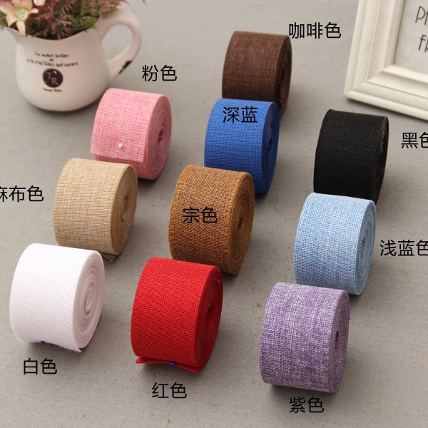 Comercio exterior de imitación de lino cinta de lino rollo de bricolaje hecho a mano de Navidad decoración de la boda cinta directa de fábrica 17 colores