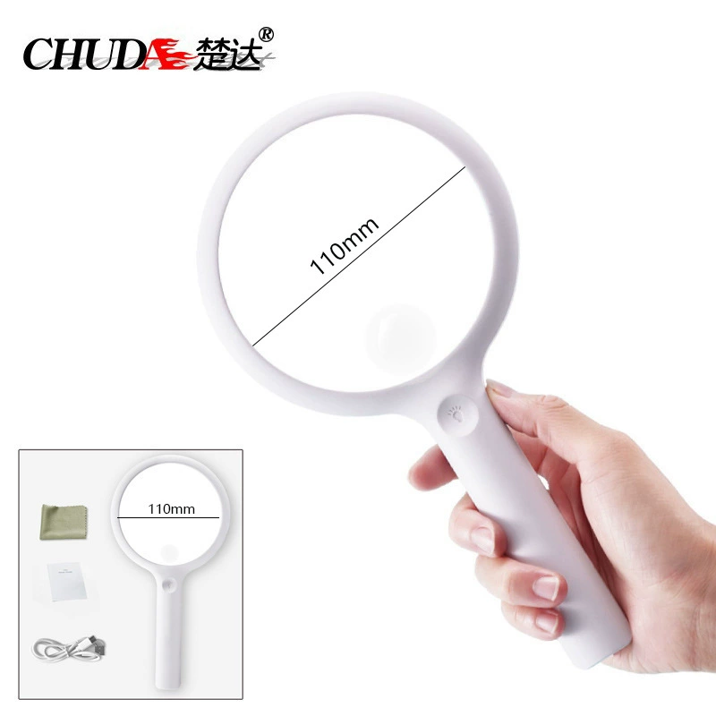 Светодиодная лупа для чтения Chuda 20 3-блочная Регулировка Стиль зарядки USB 3 раза 10 раз увеличительное стекло для ребенка и матери