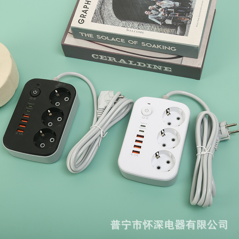 4USB + 2C puerto multifuncional enchufe de cargador enchufe de línea de agujero europeo estándar europeo oficina en el hogar ruso europeo